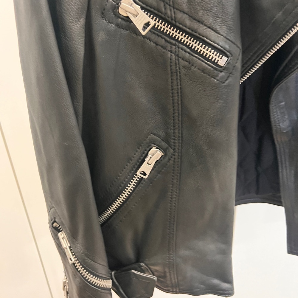 All Saints Black Leather Moto Jacket - Picture 6 of 6